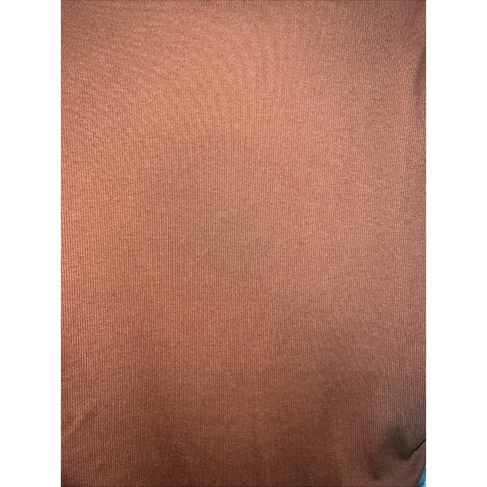 Michael Stars Gia Rib Knit Mock Neck Ruched Mid Legnth Dress M Cap Sleeve Rust - Picture 10 of 11